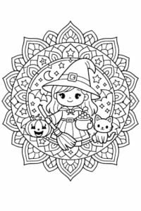 tegning af heks i mandala mønster – mandala coloring