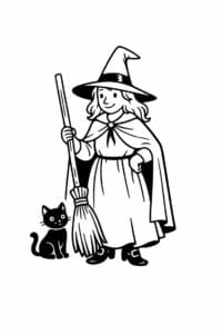 tegning af heks i vintage børnebogsstil – vintage illustration