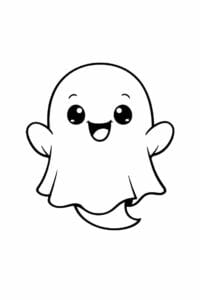 tegning af sødt spøgelse med stort smil – cute cartoon