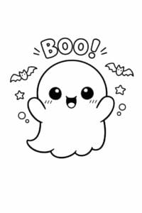 tegning af baby spøgelse siger boo – kawaii
