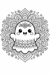 tegning af spøgelse i mandala mønster – mandala coloring