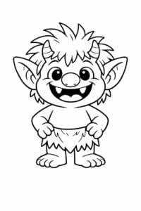 tegning af sød trold med stort smil – cute cartoon