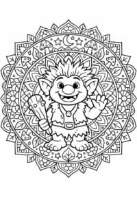 tegning af trold i mandala mønster – mandala coloring