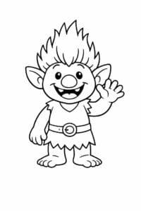 tegning af glad trold vinker hej – simple cartoon