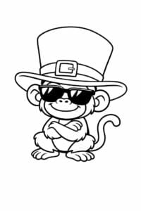 tegning af abe med stor hat og solbriller – funny cartoon