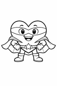 tegning af hjerte med superheltekappe – superhero cartoon