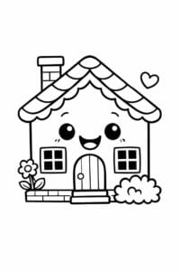 tegning af sødt lille hus med smil – cute cartoon