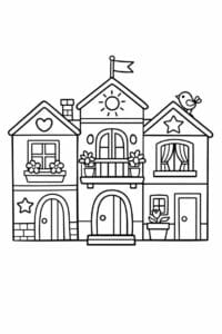 tegning af farverigt rækkehus – playful cartoon
