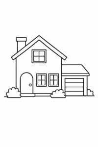 tegning af hus i enkel stregtegning – simple line art