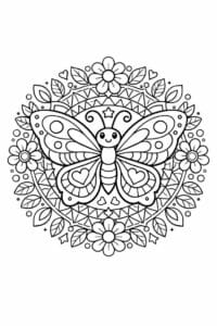 tegning af sommerfugl mandala – mandala
