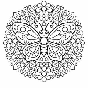 tegning af sommerfugl mandala - mandala