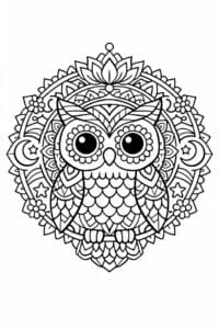 tegning af ugle mandala – mandala
