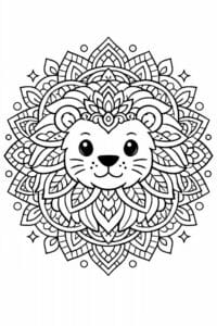 tegning af løve mandala – mandala