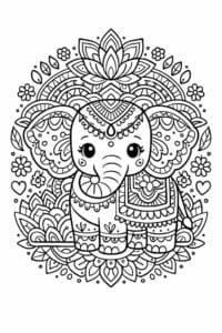 tegning af elefant mandala – mandala