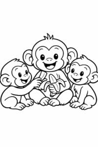 tegning af to aber deler en banan – friendly cartoon