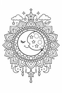 tegning af måne mandala – mandala