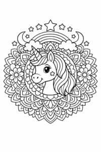 tegning af enhjørning mandala – mandala