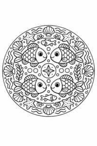 tegning af fisk mandala – mandala