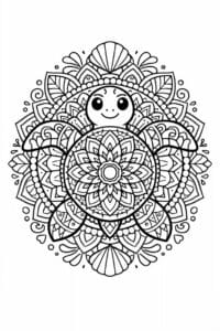 tegning af skildpadde mandala – mandala