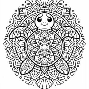 tegning af skildpadde mandala - mandala
