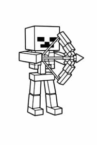 tegning af Minecraft skeleton med bue – Minecraft style
