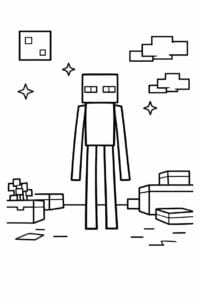 tegning af Minecraft enderman i natten – Minecraft style