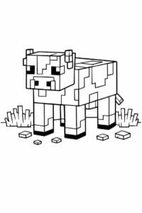 tegning af Minecraft ko på eng – Minecraft style