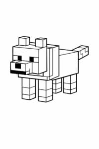 tegning af Minecraft ulv tæmmet – Minecraft style