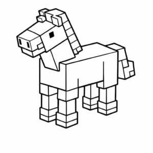 tegning af Minecraft hest - Minecraft style