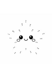 prik til prik opgave af et kawaii star med 20 prikker