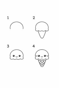 trin for trin tegning af en kawaii is – simpel lær at tegne opgave