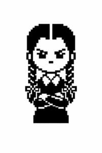 tegning af Wednesday i pixeleret stil – pixel art