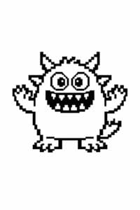 tegning af monster i pixeleret stil – pixel art