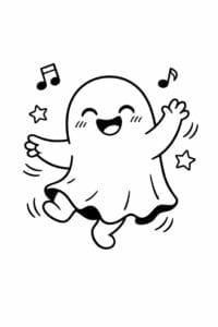 tegning af spøgelse danser glad – playful cartoon