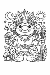 tegning af trold i boho eventyrstil – boho illustration