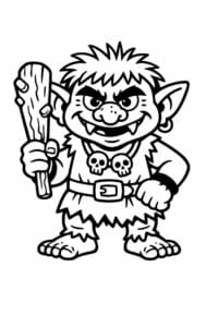 tegning af trold i kraftige sorte streger – bold outline