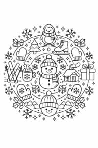 tegning af vinter mandala – mandala