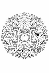 tegning af fastelavn mandala – mandala