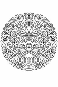 tegning af sommerfuglehave mandala – mandala
