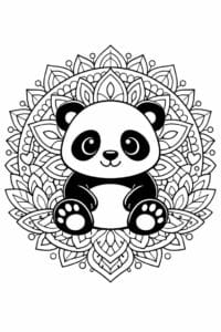 tegning af panda mandala – mandala