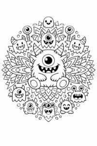 tegning af monster mandala – mandala