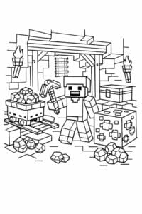 tegning af Minecraft mine med diamanter – Minecraft style