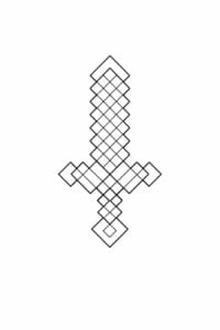 tegning af Minecraft sværd – Minecraft style