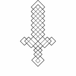 tegning af Minecraft sværd - Minecraft style