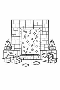 tegning af Minecraft Nether portal – Minecraft style