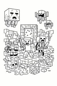 tegning af Minecraft Nether scene – Minecraft style