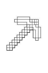 tegning af Minecraft pixel pickaxe icon – Minecraft style