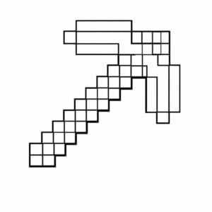 tegning af Minecraft pixel pickaxe icon - Minecraft style