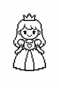 tegning af prinsesse i pixeleret stil – pixel art