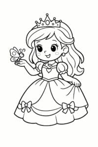 tegning af prinsesse med sommerfugl – friendly cartoon